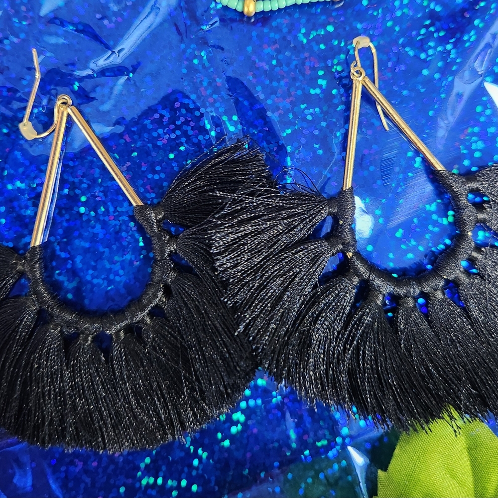 Elegant Black Tassel Earrings